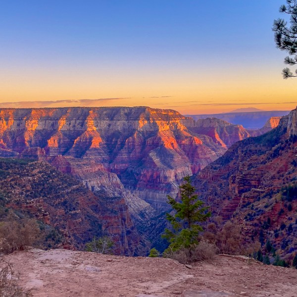 a canyon with a mountain in the background